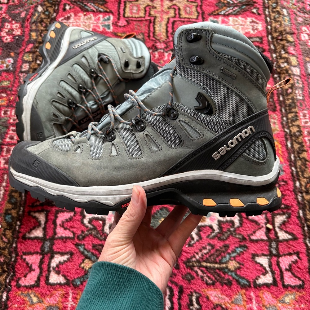 Salomon Gray and orange Hiking boots Quest 4 3 GTX Slate/ Blue womens size 11